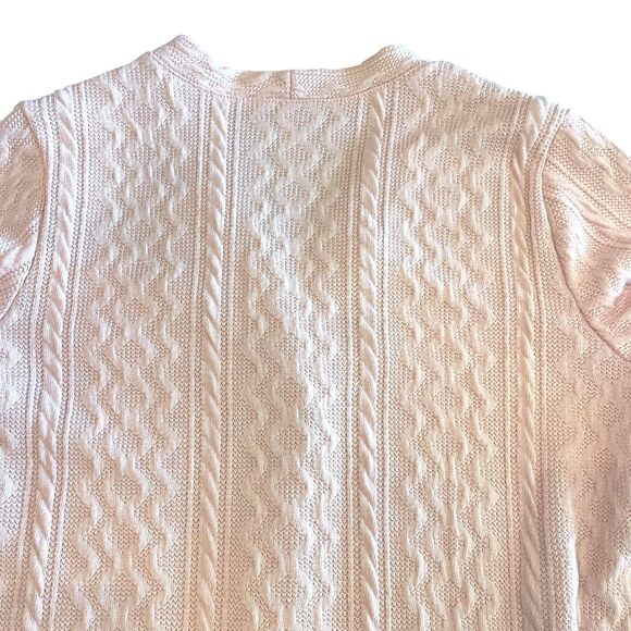 Womens Pink Cable Knit Cardigan Sweater Sz L Cottagecore Grandmacore Soft Girl - Picture 9 of 10